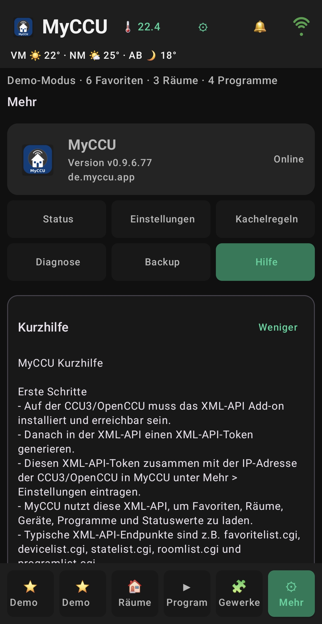 MyCCU Screenshot: Hilfe